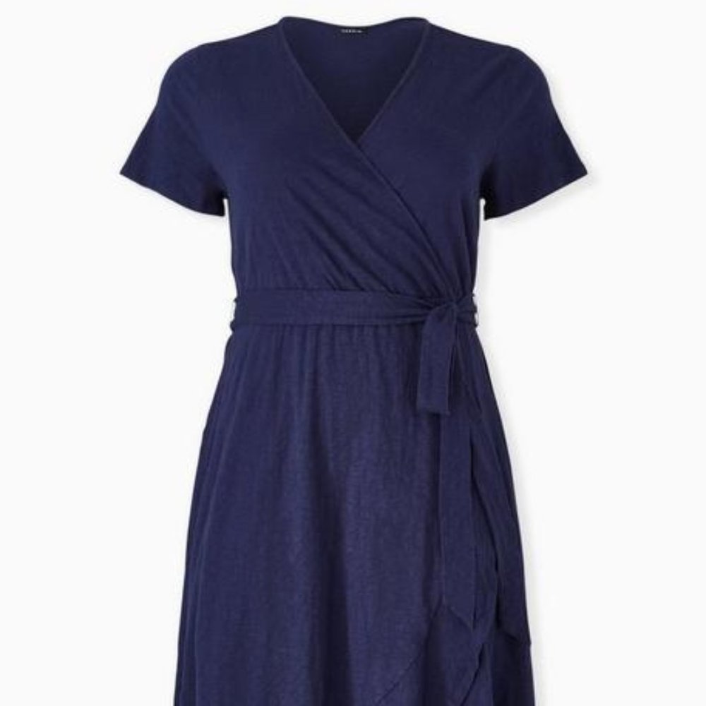 Torrid Navy Wrap Dress 1x